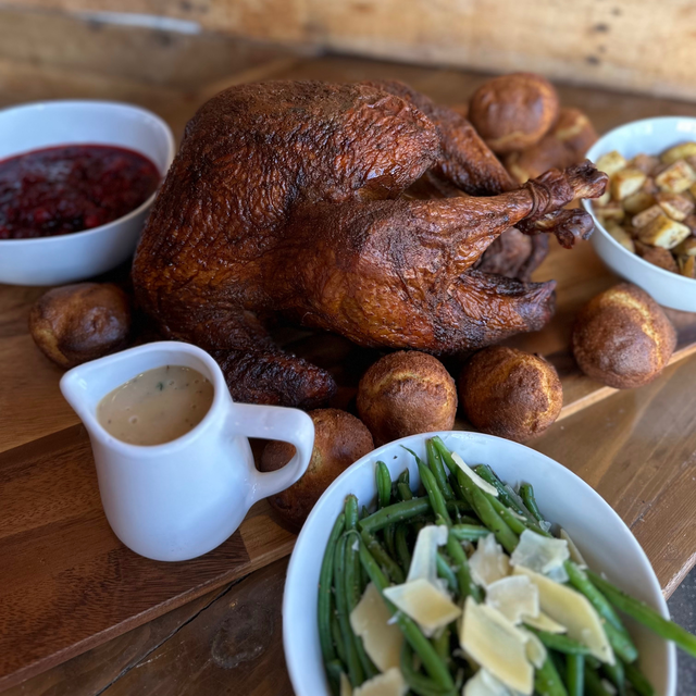Thanksgiving Dinner with Half Smoked Turkey.